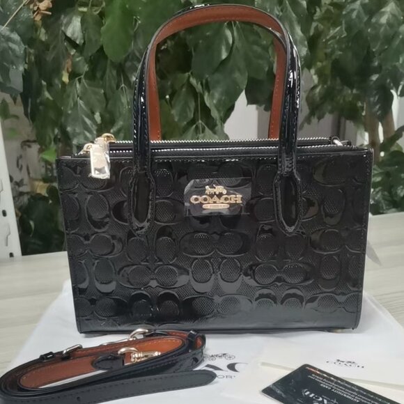 Coach Black Embossed Satchel - Picture 1 of 5